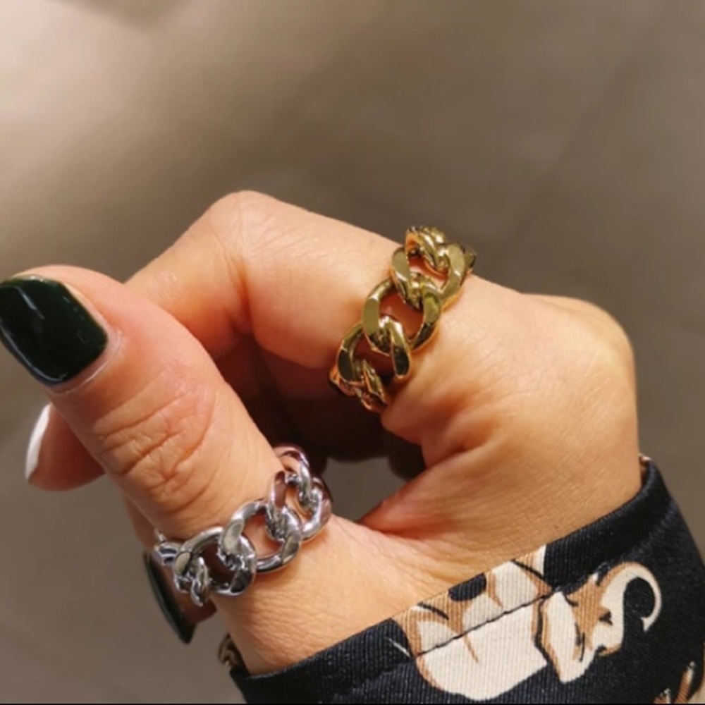 ⛓Minimalist ring gold plated chain ring - Picture 4 of 6